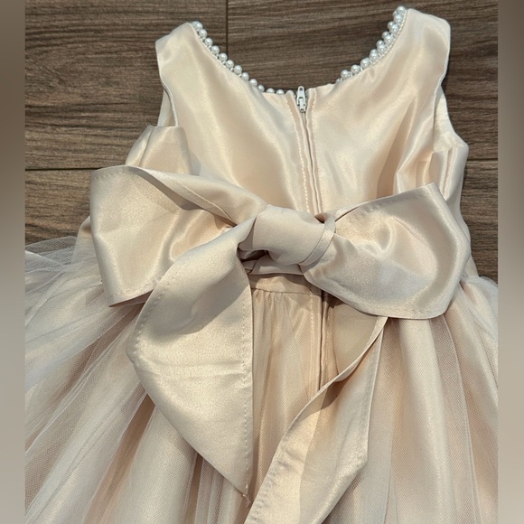 Sweet Kids Girls 3T SK781 Champagne Satin and Pearl with Tulle - Picture 8 of 12